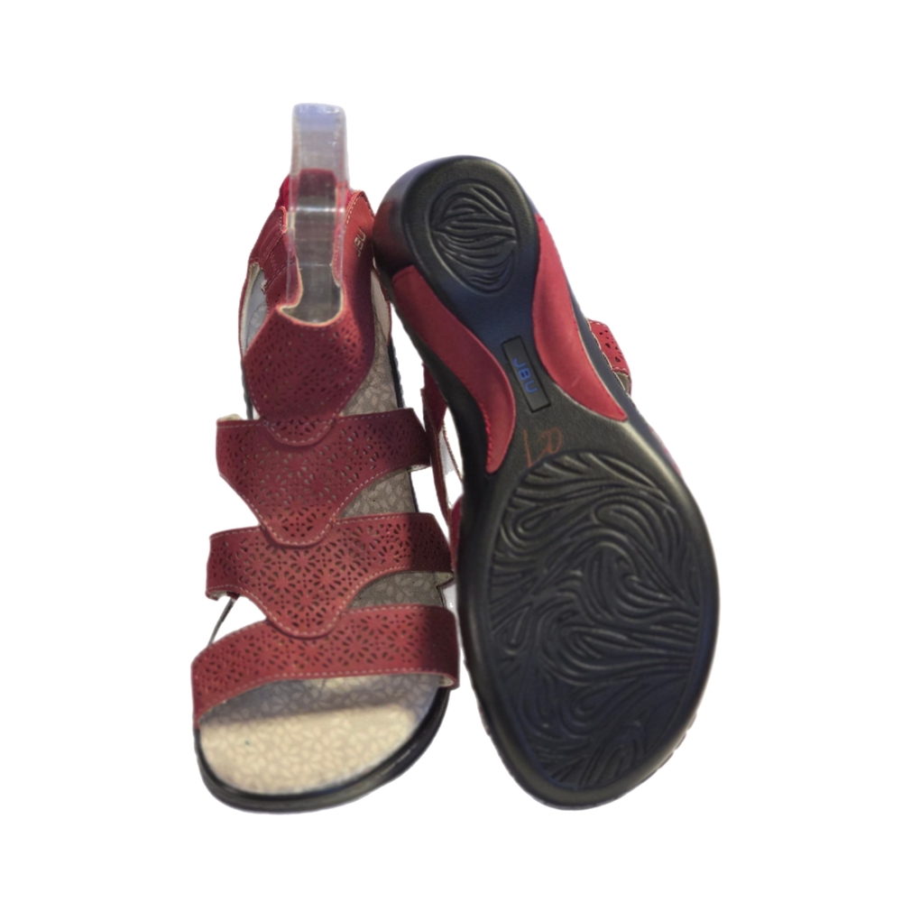 JBU by JAMBU BIANCA RED WEDGE GLADIATOR STYLE OPEN TOE SANDALS SIZE 8.6